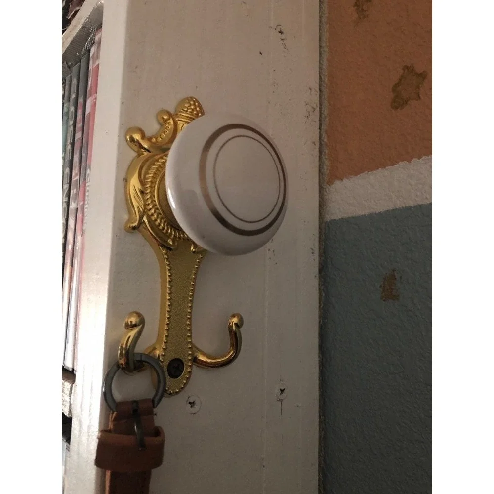 Decorative gold hooks metal‎ ivory porcelain knobs Victorian home decor accents